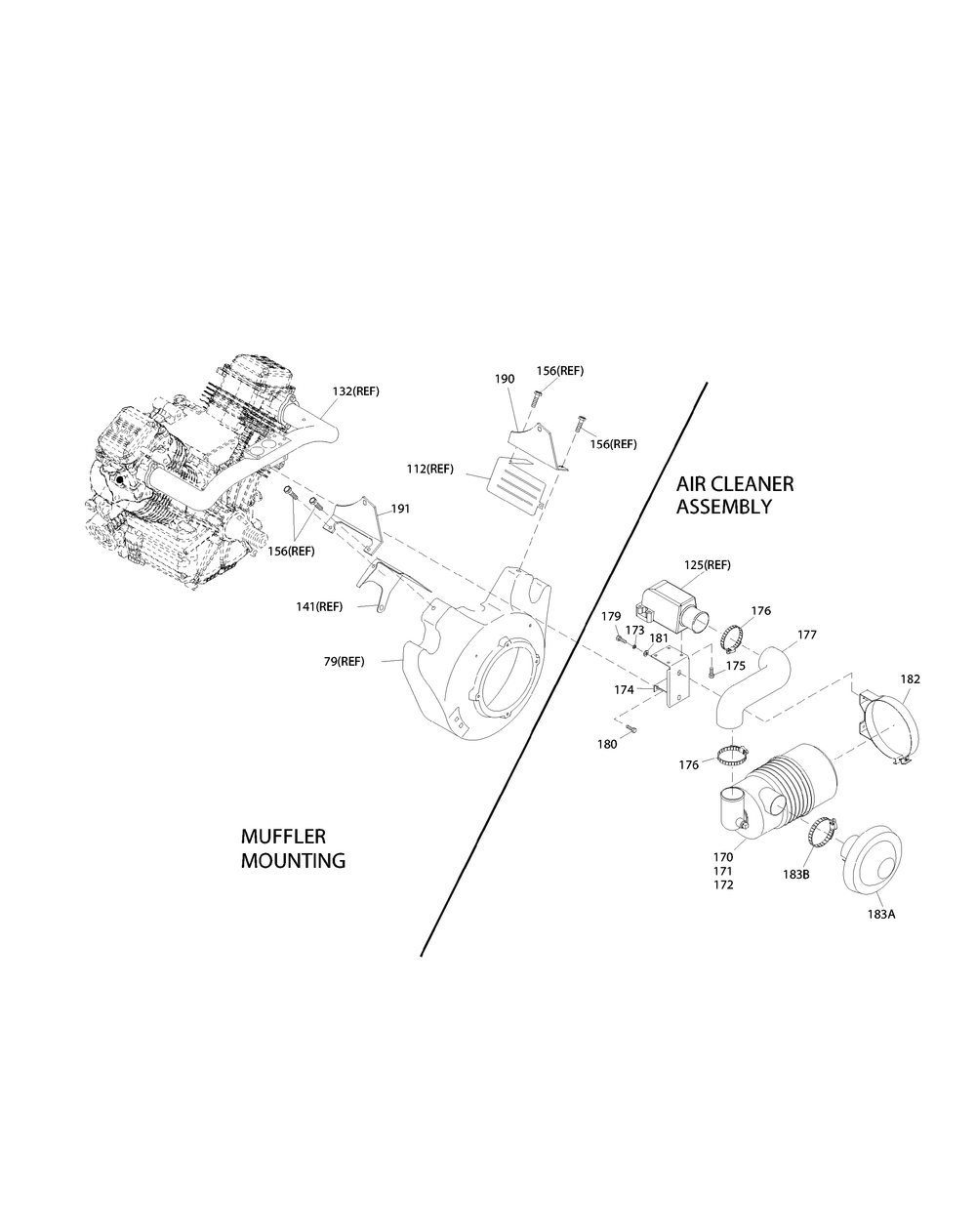 Gtv-760 Muffler Mounting And Air Cleaner Diagram and Parts List for 53AB5FEZ150-28-HP Cub Cadet Lawn Tractor